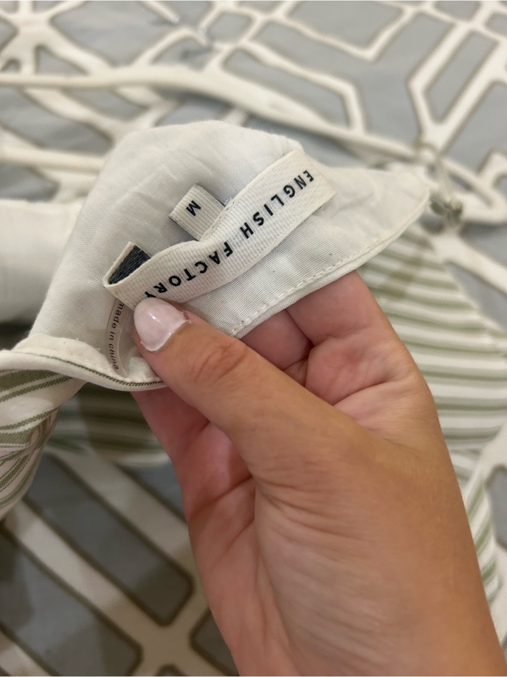 English Factory Cream & Light Olive Striped Strapless Top - Picture 4 of 4